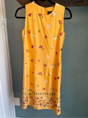 Vintage Breeches Yellow Floral Shift Dress Cottagecore Preppy Garden Party